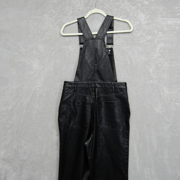 Avec Les Filles Anthropologie Overalls Size Small Black Faux Leather - Picture 5 of 14